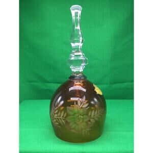 Vintage DOLFI West Germany Amber Lead Crystal Handcut Floral Pattern Bell